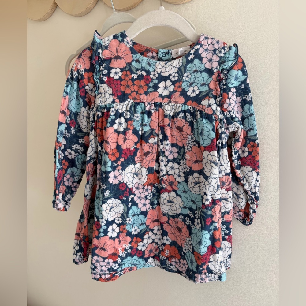 Angel Dear Kids Floral Blouse - Coral, Teal, White